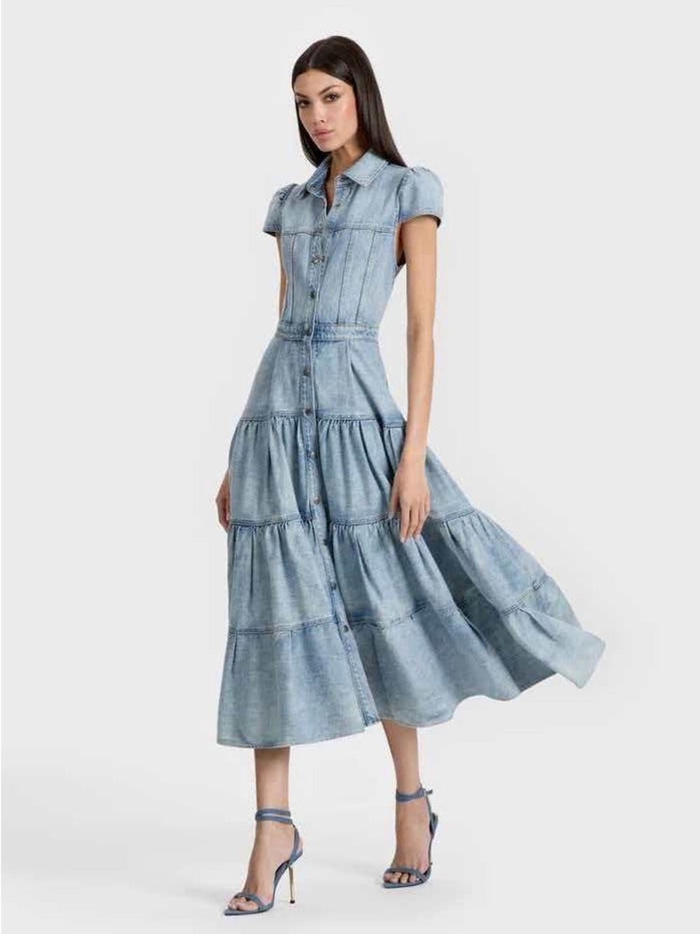 alice + olivia PATSY DENIM MIDI DRESS